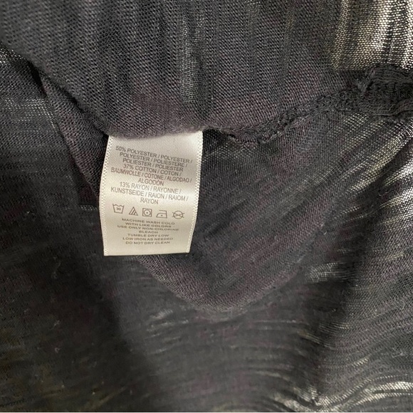 Free People Women’s S Black Semi Sheer Distressed Deep V Neck Oversized T Shirt - Picture 4 of 9